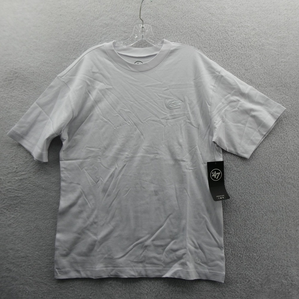 '47 Brand Shirt Mens Medium Florida Gators White Embossed Cotton Short Sleeve